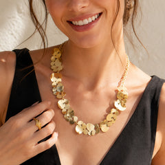 18K Gold-Plated Geometric Floral Collar Necklace