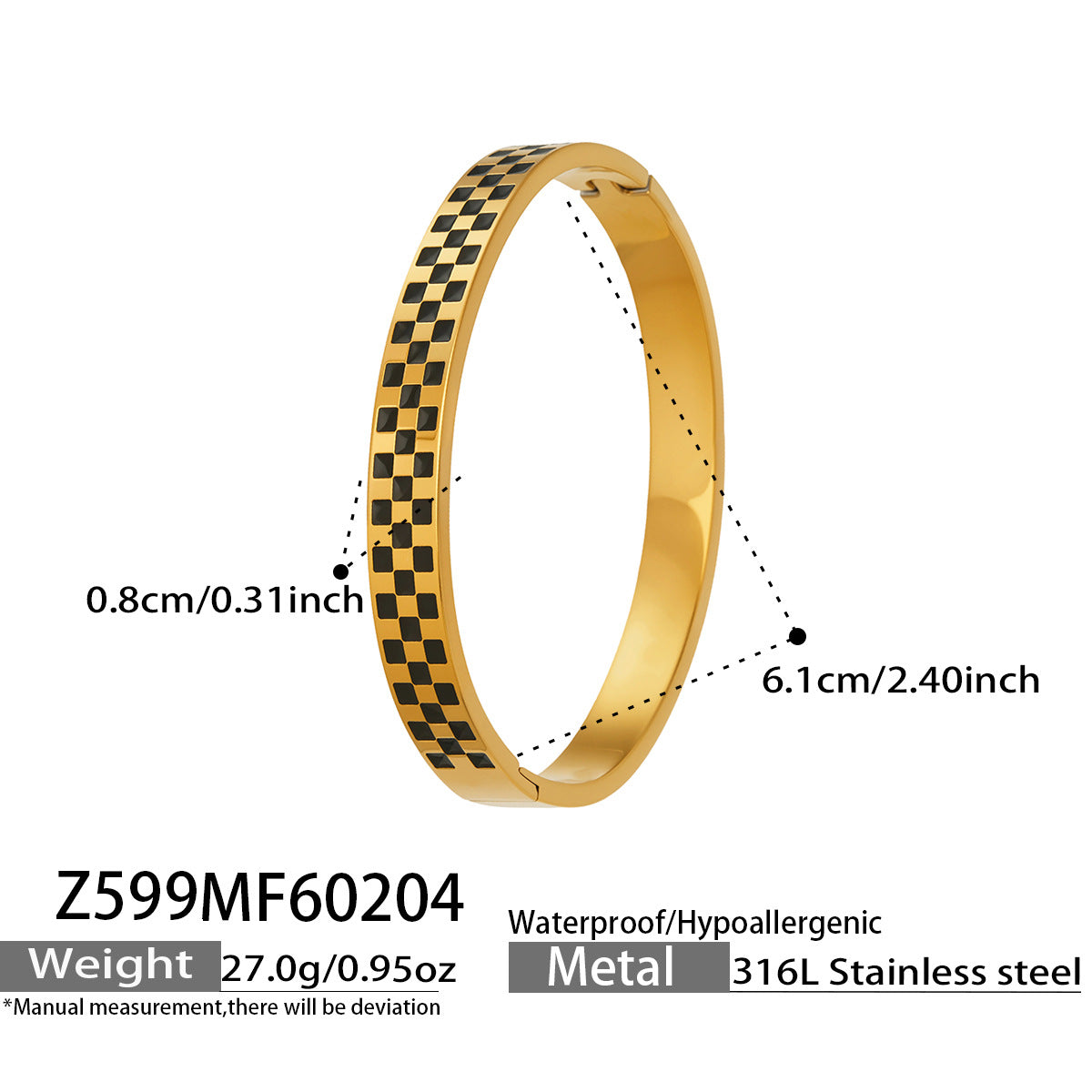 Checkerboard Enamel or Zigzag Clasp Bracelet