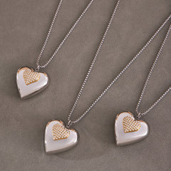 18K Gold-Plated Two-Tone Heart Pendant Necklace