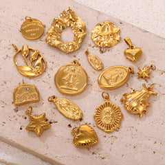 18K Gold-Plated Ornate Charm Pendant