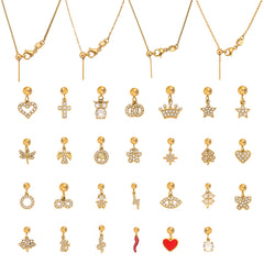 18K Gold-Plated Cubic Zirconia Charms and Chain Designs