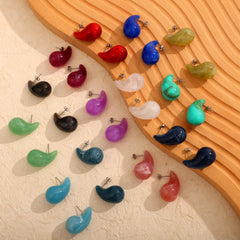 Colorful Resin Teardrop Stud Earrings