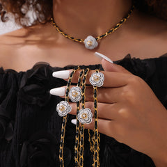 Gold-Tone Flower Cord Necklace