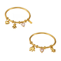 18K Gold-Plated Charm Bangle and Ring Designs