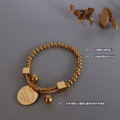 18K Gold-Plated Lettered Coin Bracelet