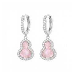 Nicolette Dainty Pink Mother-of-Pearl Pavé Gourd Stud Earrings