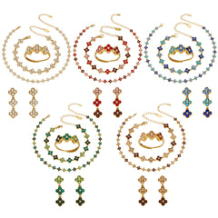 Color Four-Petal Cubic Zirconia Jewelry