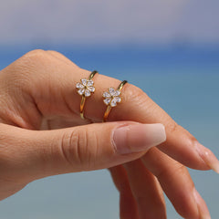 Cubic Zirconia Flower Open Ring