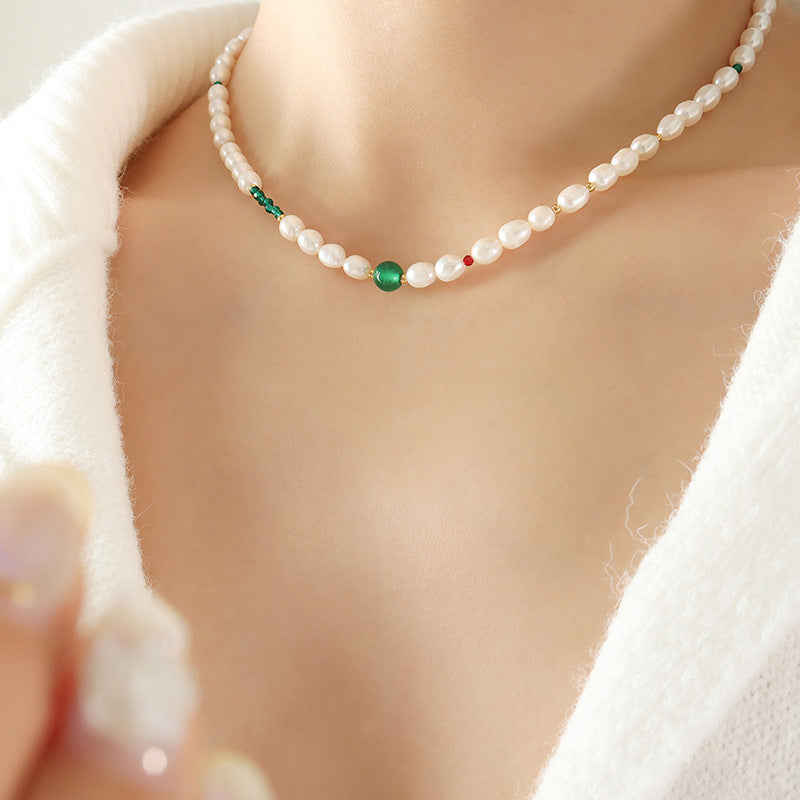 Freshwater Pearl & Colored Bead Toggle Necklace