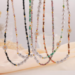 Gradient Bead Floral Accent Necklace