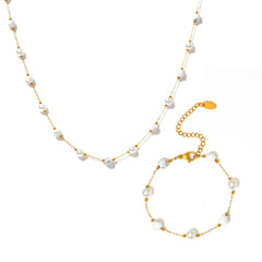 White Stone and Faux Pearl Necklace or Bracelet