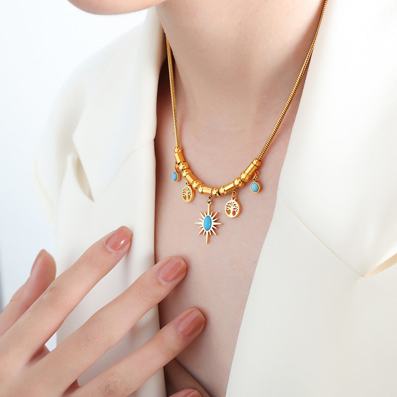 Gold-Tone Celestial Charm Necklace & Bracelet