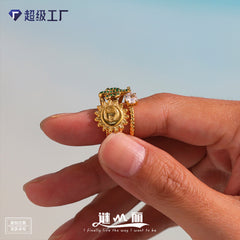 Cubic Zirconia Cactus Open Ring