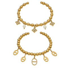 Cubic Zirconia Charm Bead Bangle Designs