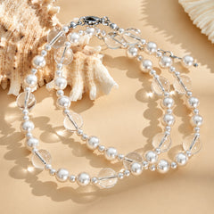 Shell Pearl-Look & Clear Bead Necklace