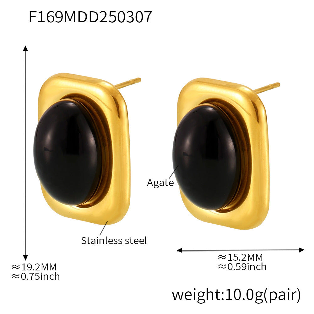 18K Gold-Plated Black Agate Jewelry Designs