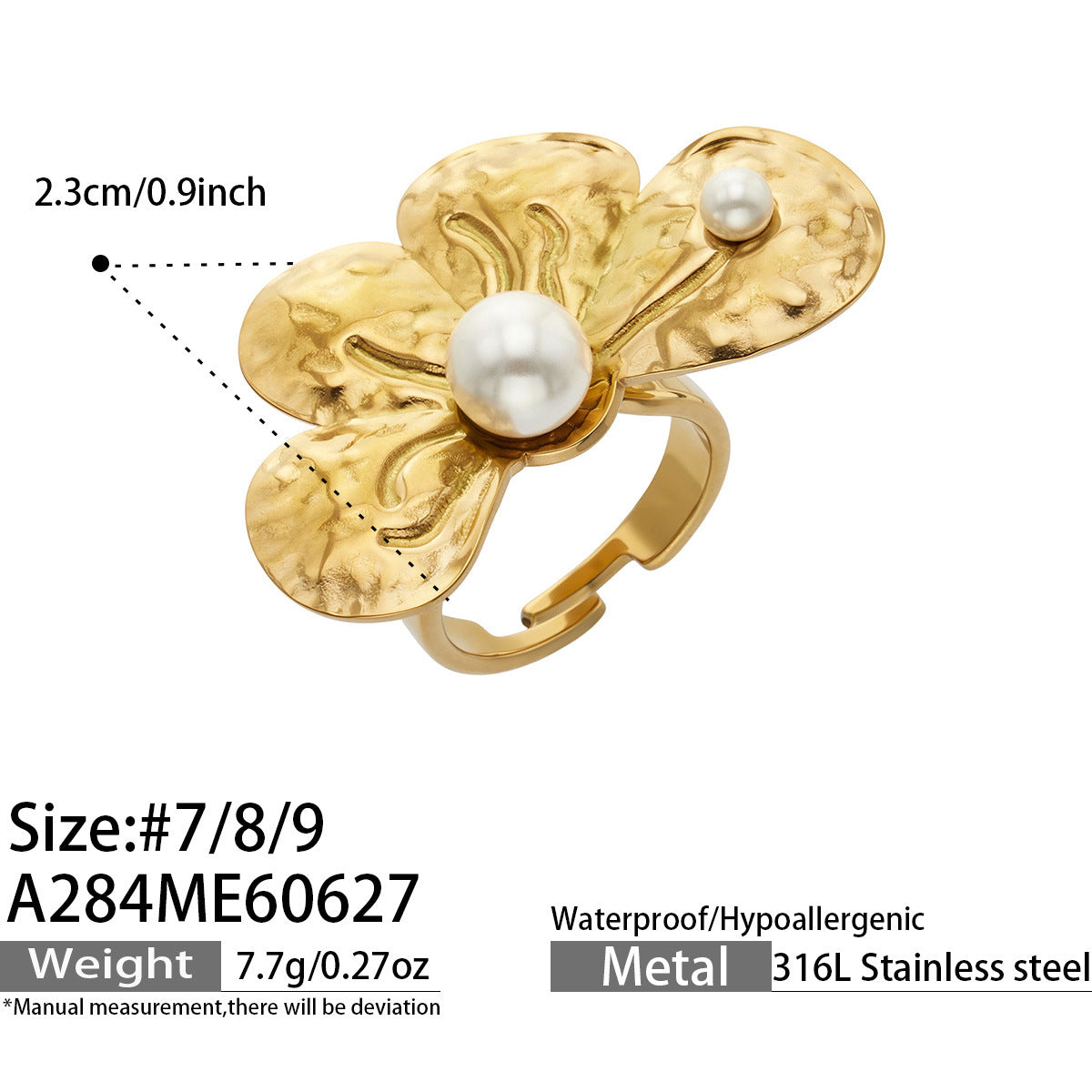 Pearl-Look Floral & Sculptural Open Rings