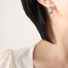 Grid Texture Hoop Earrings