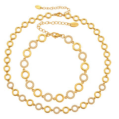 Cubic Zirconia Circle Link Necklace or Bracelet