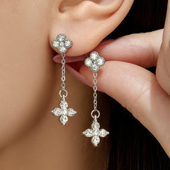 Clover Cubic Zirconia Chain Drop Earrings