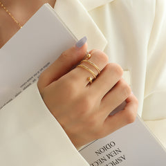 Gold-Tone Double Coil Open Ring
