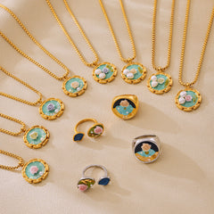 Rose Enamel Pendant and Ring Designs