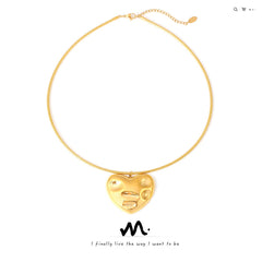 Molten-Style Heart Pendant Collar Necklace