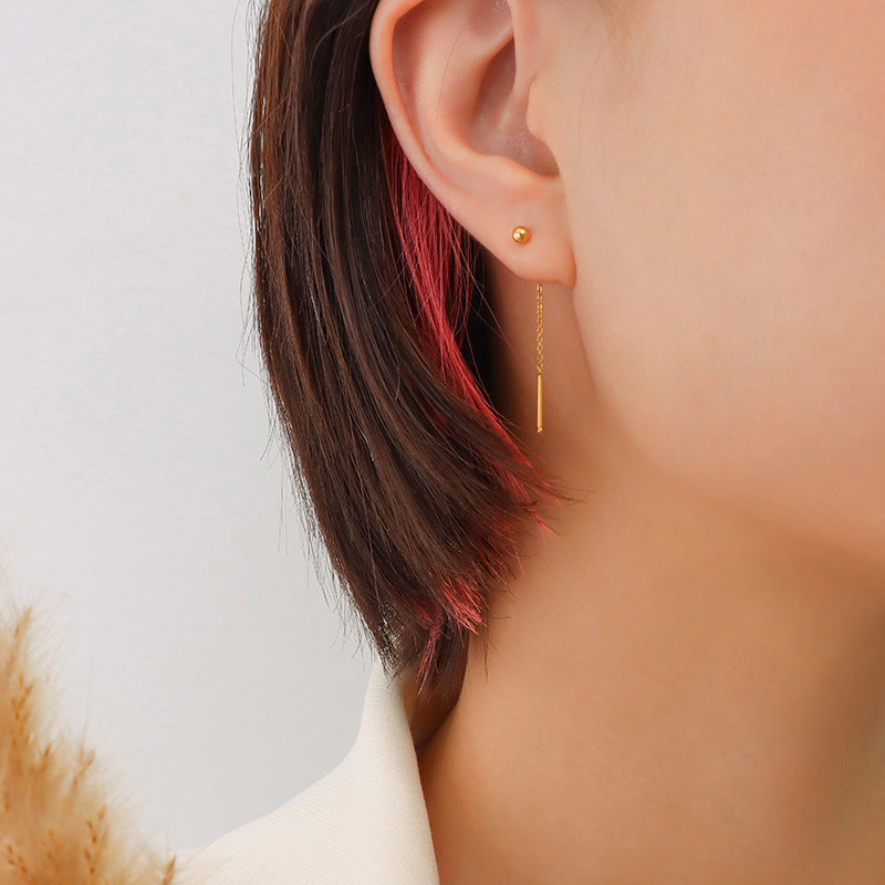 18K Gold-Plated Fine Chain Threader Earrings