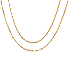 Gold-Tone Double-Layer Snake Chain Necklace