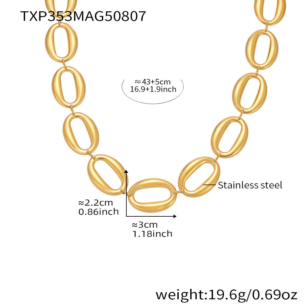 Polished Oval Link Necklace and Bracelet