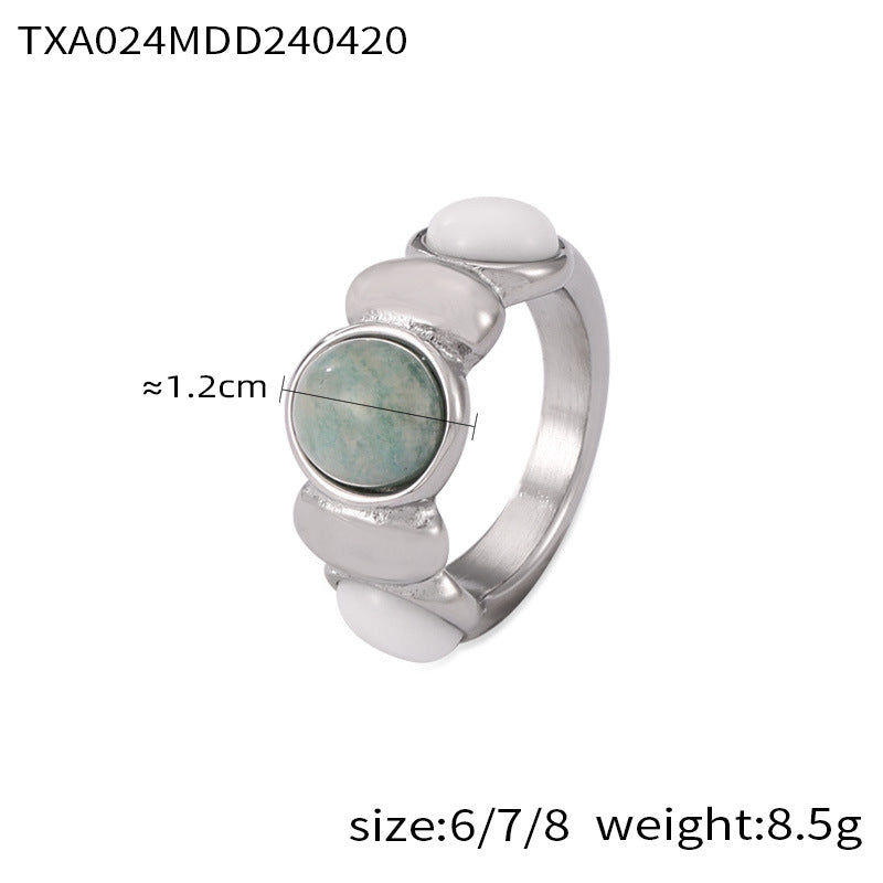Natural Stone & Metal-Bead Ring or Earrings