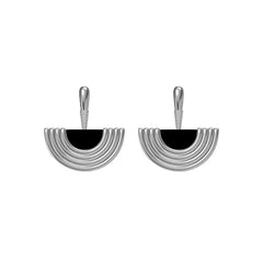 Nadine Vintage-Inspired Black Agate Fan Stud Earrings
