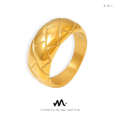 18K Gold-Plated Diamond-Pattern Band Ring
