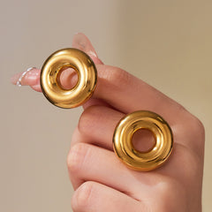 18K Gold-Plated Hollow Circle Open Ring