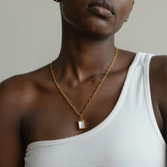 White Shell Rectangle Pendant Necklace