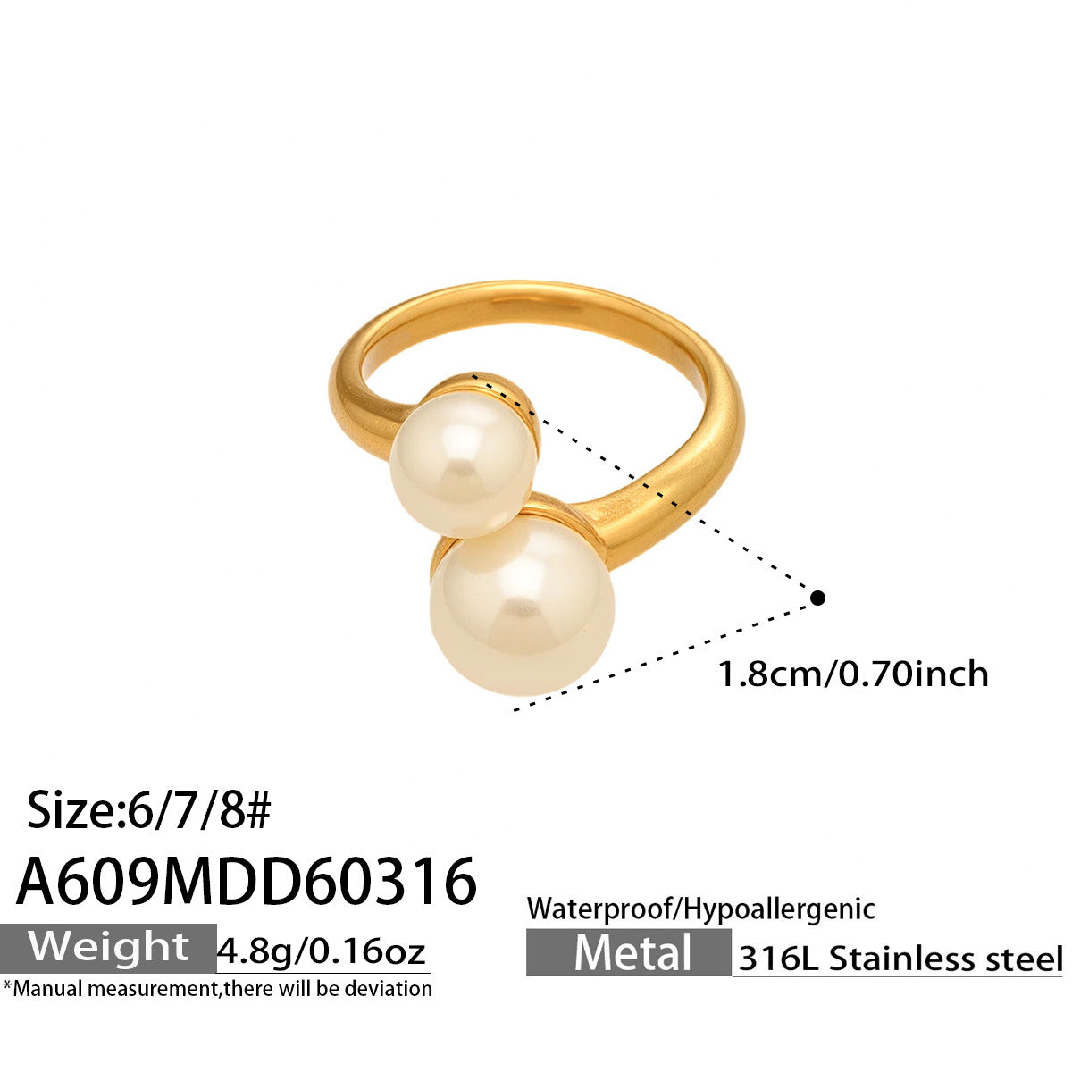Enamel Pearl-Look & Cat-Eye-Look Statement Rings
