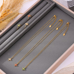 18K Gold-Plated Cubic Zirconia Flower Necklace or Ring