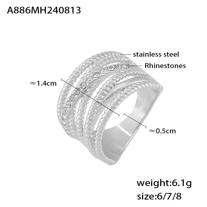 Silver-Tone Sparkling Layered Ring