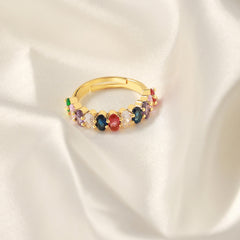 Colored Cubic Zirconia Geometric Open Ring
