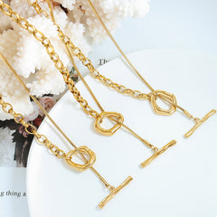 18K Gold-Plated Toggle Lariat Long Necklace