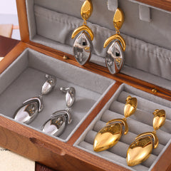 18K Gold-Plated Geometric Leaf Drop Earrings