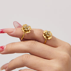 18K Gold-Plated Sculptural Clover Jewelry