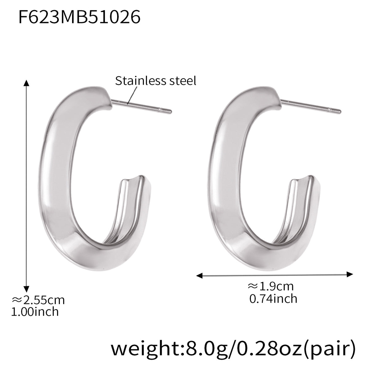 18K Gold-Plated Grooved U-Hoop Earrings