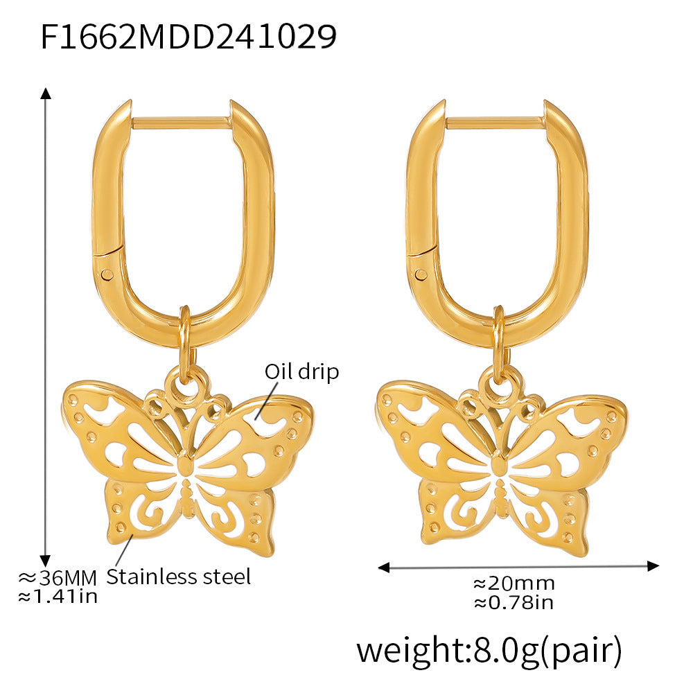 Enamel Butterfly Charm Earrings & Necklace