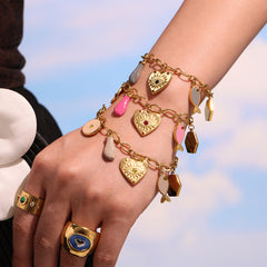 Enamel Heart Charm Necklace or Bracelet