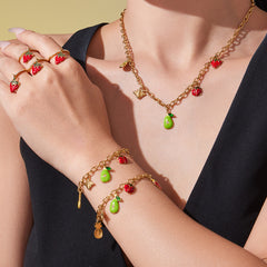18K Gold-Plated Fruit and Travel Charm Jewelry