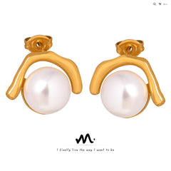 Pearl-Look Sculptural Stud Earrings