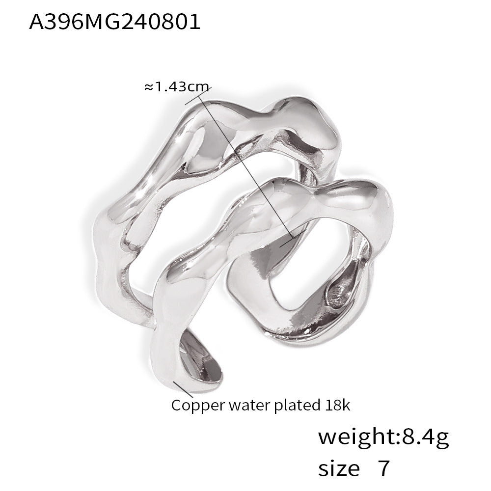 Sculptural Open Copper-Base Ring