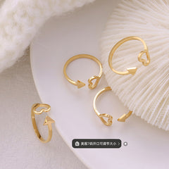 18K Gold-Plated Arrow and Heart Open Ring