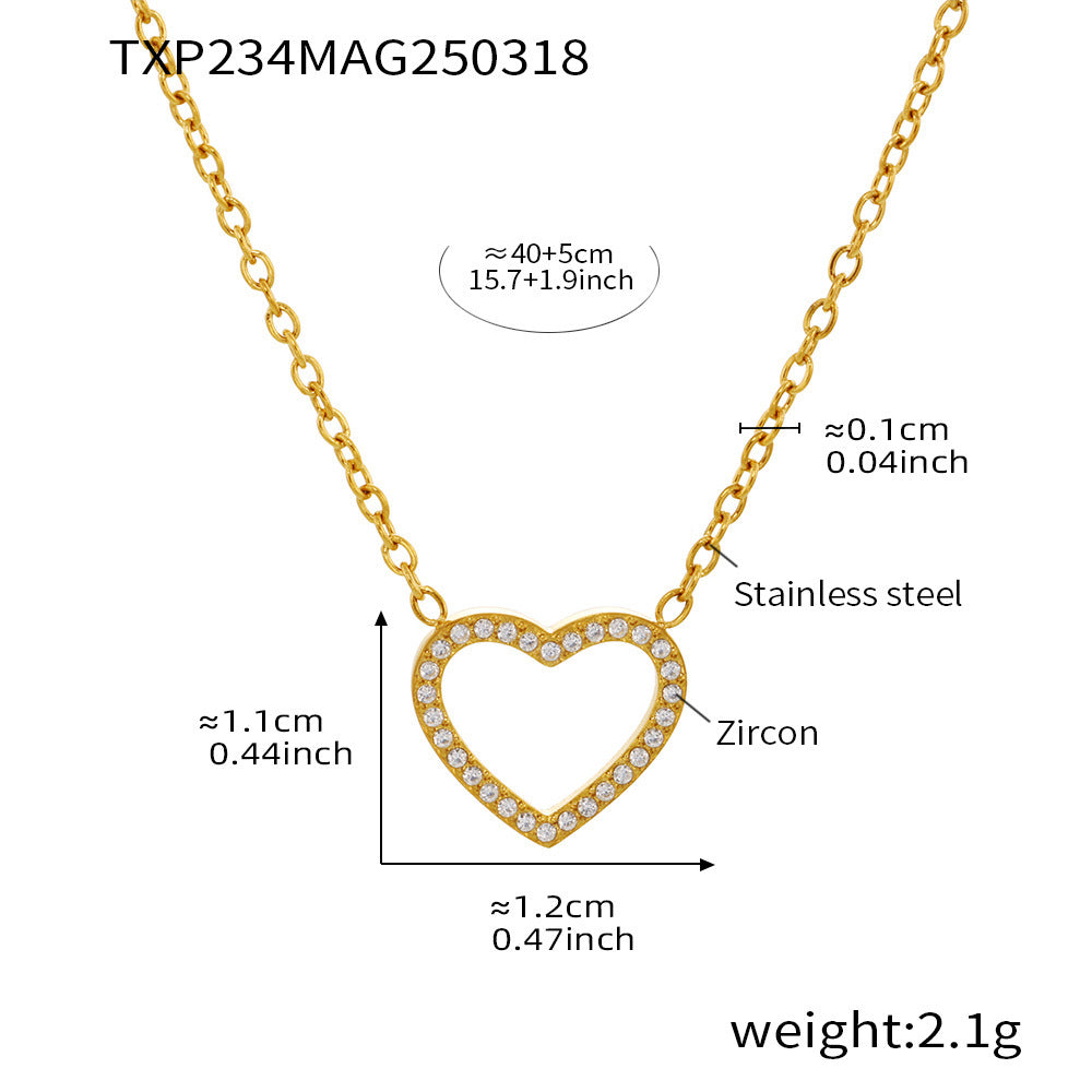 Cubic Zirconia Heart Necklace and Bracelet